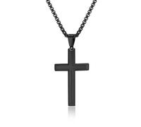 JESMING Simple Bevelled Neutral Stainless Steel Cross Necklace - Glossy Unisex Men's & Women's Jewelry, One Size, Metal, No Gemstone