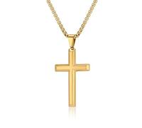 JESMING Simple Bevelled Neutral Stainless Steel Cross Necklace - Glossy Unisex Men's & Women's Jewelry, One Size, Metal, No Gemstone
