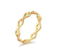 JESMING Simple Hollow Rhombus Stainless Steel Ring for Women - Elegant Daily Fashion Jewelry in Gold and Silver, Metal, No Gemstone