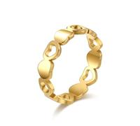 JESMING Simple Light Luxury Hollow Heart Stainless Steel Ring for Women - Fashion Commuter Wear Jewelry in Gold and Silver, Metal, No Gemstone