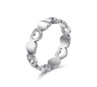 JESMING Simple Light Luxury Hollow Heart Stainless Steel Ring for Women - Fashion Commuter Wear Jewelry in Gold and Silver, Metal, No Gemstone