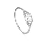 JESMING Stainless Steel Minimalist Ring Lotus Jewelry Size 7-11 Hollow Accessory Gold Silver Delicate Everyday Stackable Rings for Women, Metal, No Gemstone