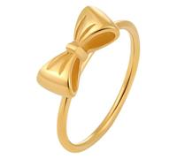 JESMING Stainless Steel Personalized Ring Cute Bowknot Jewelry Size 5-9 Hollow Out Accessories Gold Delicate Everyday Statement Rings for Women, Metal, No Gemstone