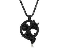JESMING Vintage Personality Greek Goddess Stainless Steel Necklace - Mythological Athena Goddess Pendant in Gold, Silver, and Black, One Size, Metal, No Gemstone