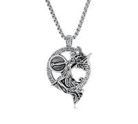 JESMING Vintage Personality Greek Goddess Stainless Steel Necklace - Mythological Athena Goddess Pendant in Gold, Silver, and Black, One Size, Metal, No Gemstone