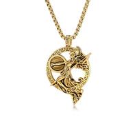 JESMING Vintage Personality Greek Goddess Stainless Steel Necklace - Mythological Athena Goddess Pendant in Gold, Silver, and Black, One Size, Metal, No Gemstone