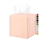 JESMINI Pink PU Leather Tissue Box Cover with Bottom Belt