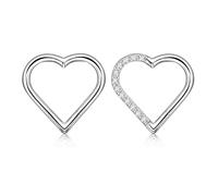 JESMODA 16G G23 Titanium Heart Shape Daith Piercing Nose Piercing Clicker Cartilage Tragus Earring Daith Helix Tragus Cartilage Cubic Zirconia Earrings Jewelry for Women Men, 8 mm, Titanium, No