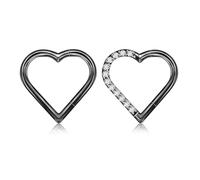 JESMODA 16G G23 Titanium Heart Shape Daith Piercing Nose Piercing Clicker Cartilage Tragus Earring Daith Helix Tragus Cartilage Cubic Zirconia Earrings Jewelry for Women Men, 10MM, Titanium, no