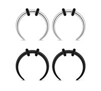 JESMODA 2/4 pcs Stainless Steel Nose Ear Rings Crescent Pincher Septum Taper Rings C Shape Buffalo Horseshoes Hoops Body Piercing Jewelry 10-18G, 16G(1.2mm)*10MM, Stainless Steel, No Gemstone