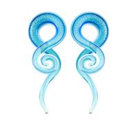 JESMODA 2PCS Ear Tapers Glass Spiral Tapers Expander Hanger Gauges Ear Plugs Ear Tunnels Teardrop Handmade Earrings Stretching Body Piercings Jewelry 4G-1/2, 0G(8MM), Glass, no gemstone