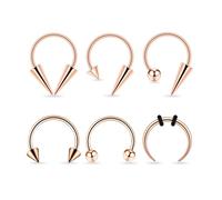 JESMODA 6PCS 16G Septum Tapers Horseshoe Hoop Nose Rings Crescent Stainless Steel Eyebrow Lip Ear Tragus Daith Septum Retainer Piercing Hoops Lune Body Piercing Jewelry 10mm 12mm, 10MM, Stainless