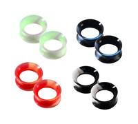 JESMODA 8PCS Hard Silicone Ear Gauges Ear Tunnels Thick Silicone Tunnels Silicone Ear Plugs Double Flared Flexible Ear Expander Tunnel Ear Stretching Earrings 2G-5/8inch 6MM-16MM, Silicone, no