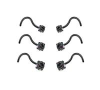 JESMODA Nose Rings 6/8PCS 20G L-Shape Nose Screw Corkscrew Nose Studs Nostril Studs L Shaped Stainless Steel Colorful CZ Small Cute1.5mm 2mm 2.5mm 3mm Nose Piercing Jewelry for Women, Stainless Steel