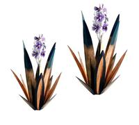 Jesokiibo Tequila Rustic Sculpture DIY Metal Agave Plant Home Decor Rustic Hand Painted Metal Agave Garden Ornaments Outdoor Decor Figurines Home Yard Decorations Stakes Lawn Ornaments (Blue 2PCS)