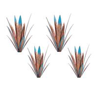 Jesokiibo Tequila Rustic Sculpture DIY Metal Agave Plant Home Decor Rustic Hand Painted Metal Agave Garden Ornaments Outdoor Decor Figurines Home Yard Decorations Stakes Lawn Ornaments (Blue 4PCS)