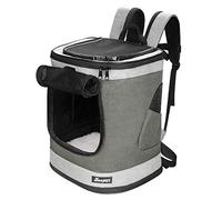 JESPET & GOOPAWS Pet Backpack Carrier for Small Dog, Puppy, Soft Carrier Backpack Ideal for Traveling, Hiking, Walking and Outdoor Activities with Family (Smoke Grey)