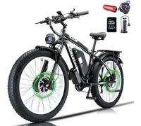 JESRIDER Dual Motor Electric Bike Road Legal 250W,Electric Mountain Bike,26"x4" Fat Tyre Ebikes,48V 23AH Removable Battery 60Miles Range,Front Suspension&Hydraulic Brakes,LCD Display Ebike(White23AH)