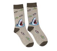 Jess and Lou Jasper's Breathable & Confortable Bamboo Mens Socks UK7-11 (Beige Snappy Sharks)
