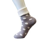 Jess & Lou Cuff Socks Super Cosy Thick Fluffy Towelling Warm Knitted Cuff Stretchy Loungewear Cute Design Gift Idea (Grey Spots)