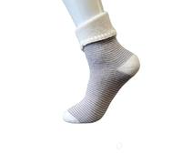 Jess & Lou Cuff Socks Super Cosy Thick Fluffy Towelling Warm Knitted Cuff Stretchy Loungewear Cute Design Gift Idea (Grey Striped)