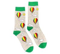 Jess & Lou Men's Bamboo Socks - Hot Air Balloon Green & Grey