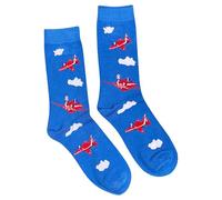 Jess & Lou Men's Bamboo Socks - Red Jets on Blue