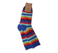 Jess & Lou Men's Socks - Multi Striped Super Cosy - Light Blue/Dark Blue/Orange/Red