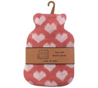 Jess & Lou Mini Hot Water Bottles Soft Knitted Pattern Design Gift Idea (Pink and White Hearts)