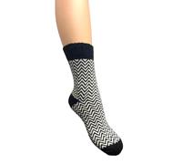 Jess & Lou Ribbed Socks Cosy Warm Fluffy Soft Wool Blend Colourful Pattern Loungewear Cute Design (UK, Alpha, One Size, Regular, Regular, Black Herringbone)