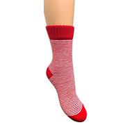 Jess & Lou Ribbed Socks Cosy Warm Fluffy Soft Wool Blend Colourful Pattern Loungewear Cute Design (UK, Alpha, One Size, Regular, Regular, Red Stripe)