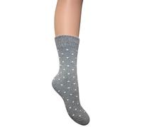 Jess & Lou Ribbed Socks Cosy Warm Fluffy Soft Wool Blend Colourful Pattern Loungewear Cute Patterns (UK, Alpha, One Size, Regular, Regular, Grey Dots)