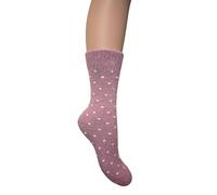 Jess & Lou Ribbed Socks Cosy Warm Fluffy Soft Wool Blend Colourful Pattern Loungewear Cute Patterns (UK, Alpha, One Size, Regular, Regular, Pink Dots)