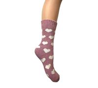 Jess & Lou Ribbed Socks Cosy Warm Fluffy Soft Wool Blend Colourful Pattern Loungewear Cute Patterns (UK, Alpha, One Size, Regular, Regular, Pink Hearts)