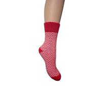 Jess & Lou Ribbed Socks Cosy Warm Fluffy Soft Wool Blend Colourful Pattern Loungewear Cute Patterns (UK, Alpha, One Size, Regular, Regular, Red Herringbone)