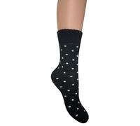 Jess & Lou Ribbed Socks Cosy Warm Fluffy Soft Wool Blend Colourful Pattern Loungewear Cute Patterns (UK, Alpha, One Size, Regular, Regular, Black Dots)