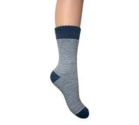 Jess & Lou Ribbed Socks Cosy Warm Fluffy Soft Wool Blend Colourful Pattern Loungewear Cute Patterns (UK, Alpha, One Size, Regular, Regular, Navy Stripe)