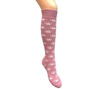 Jess & Lou Welly Socks Long Knee High Boot Sock Wool Blend Towelling Lined Colourful Cosy Warm Winter (UK, Alpha, One Size, Regular, Regular, Pink Paws)