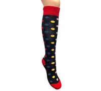 Jess & Lou Welly Socks Long Knee High Boot Sock Wool Blend Towelling Lined Colourful Cosy Warm Winter (UK, Alpha, One Size, Regular, Regular, Black Spots)