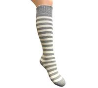 Jess & Lou Welly Socks Long Knee High Boot Sock Wool Blend Towelling Lined Colourful Cosy Warm Winter (UK, Alpha, One Size, Regular, Regular, Grey Striped)