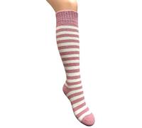 Jess & Lou Welly Socks Long Knee High Boot Sock Wool Blend Towelling Lined Colourful Cosy Warm Winter (UK, Alpha, One Size, Regular, Regular, Pink Striped)