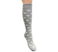 Jess & Lou Welly Socks Long Knee High Boot Sock Wool Blend Towelling Lined Colourful Cosy Warm Winter (UK, Alpha, One Size, Regular, Regular, Grey Paws)