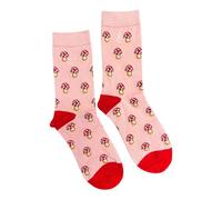 Jess & Lou Women's Bamboo Socks - Pink Marvellous Mushrooms