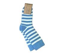 Jess & Lou Women's Socks - Ribbed Top - Blue and White Stripes