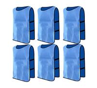 Jessedaa 13 colors Football Bibs Training Vests Training Equipment for Football/Soccer/Rugby/Netball/Team Games avaible for Juniors and Adults (Pack of 6)-Light blue