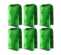 Jessedaa 13 colors Football Bibs Training Vests Training Equipment for Football/Soccer/Rugby/Netball/Team Games avaible for Juniors and Adults (Pack of 6)-Green