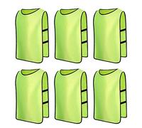 Jessedaa 13 colors Football Bibs Training Vests Training Equipment for Football/Soccer/Rugby/Netball/Team Games avaible for Juniors and Adults (Pack of 6)-Fluorescent Green