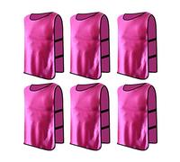 Jessedaa 13 colors Football Bibs Training Vests Training Equipment for Football/Soccer/Rugby/Netball/Team Games avaible for Juniors and Adults (Pack of 6)-Rose Red