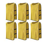 Jessedaa 13 colors Football Bibs Training Vests Training Equipment for Football/Soccer/Rugby/Netball/Team Games avaible for Juniors and Adults (Pack of 6)-Yellow
