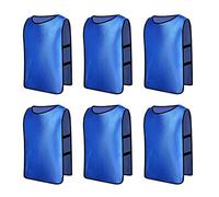 Jessedaa 13 colors Football Bibs Training Vests Training Equipment for Football/Soccer/Rugby/Netball/Team Games avaible for Juniors and Adults (Pack of 6)-Blue